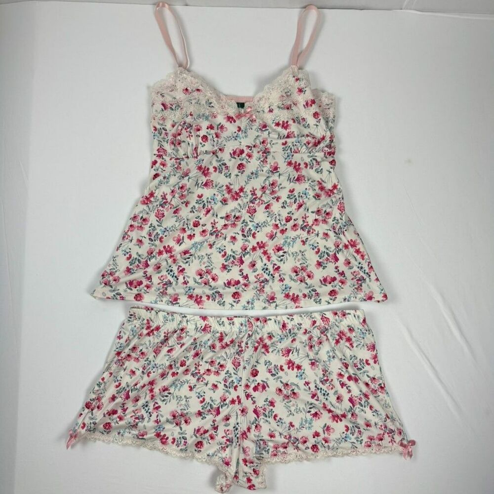 Laura Ashley Y2K Floral Lace Cami PJ Set - L